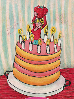 Sliding card "Cake girl"