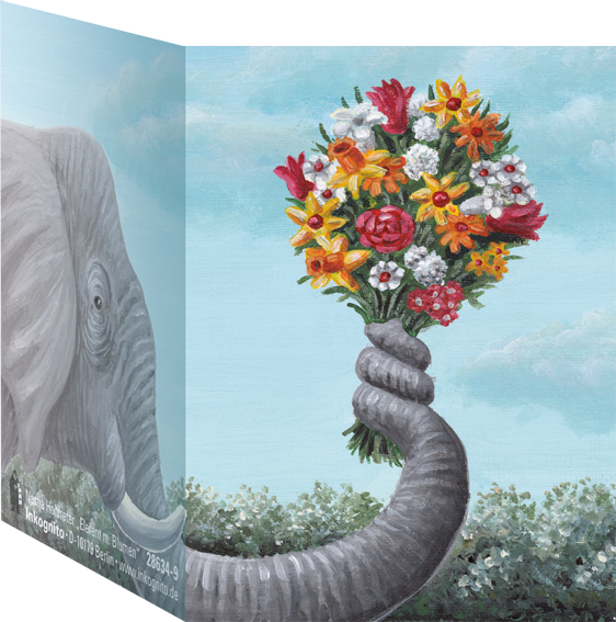 mini & envelope "Elephant with flowers"