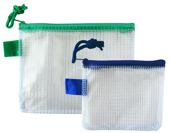 2 Transparent zipper bags as set, large and small 