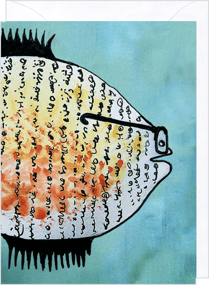 mini & envelope "Reading fish"