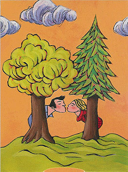 Sliding card "Kiss in the forest"