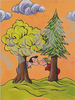 Sliding card "Kiss in the forest"