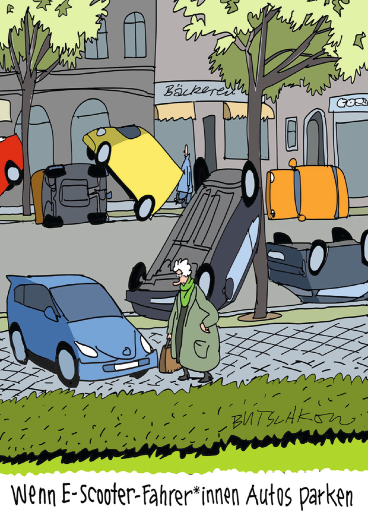 Wenn E-Scooter-Fahrer*innen Autos parken Wenn E-Scooter-Fahrer*innen Autos parken