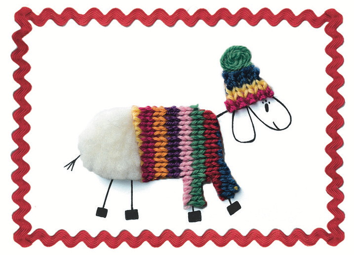 Plush card "Sheep with sweater"