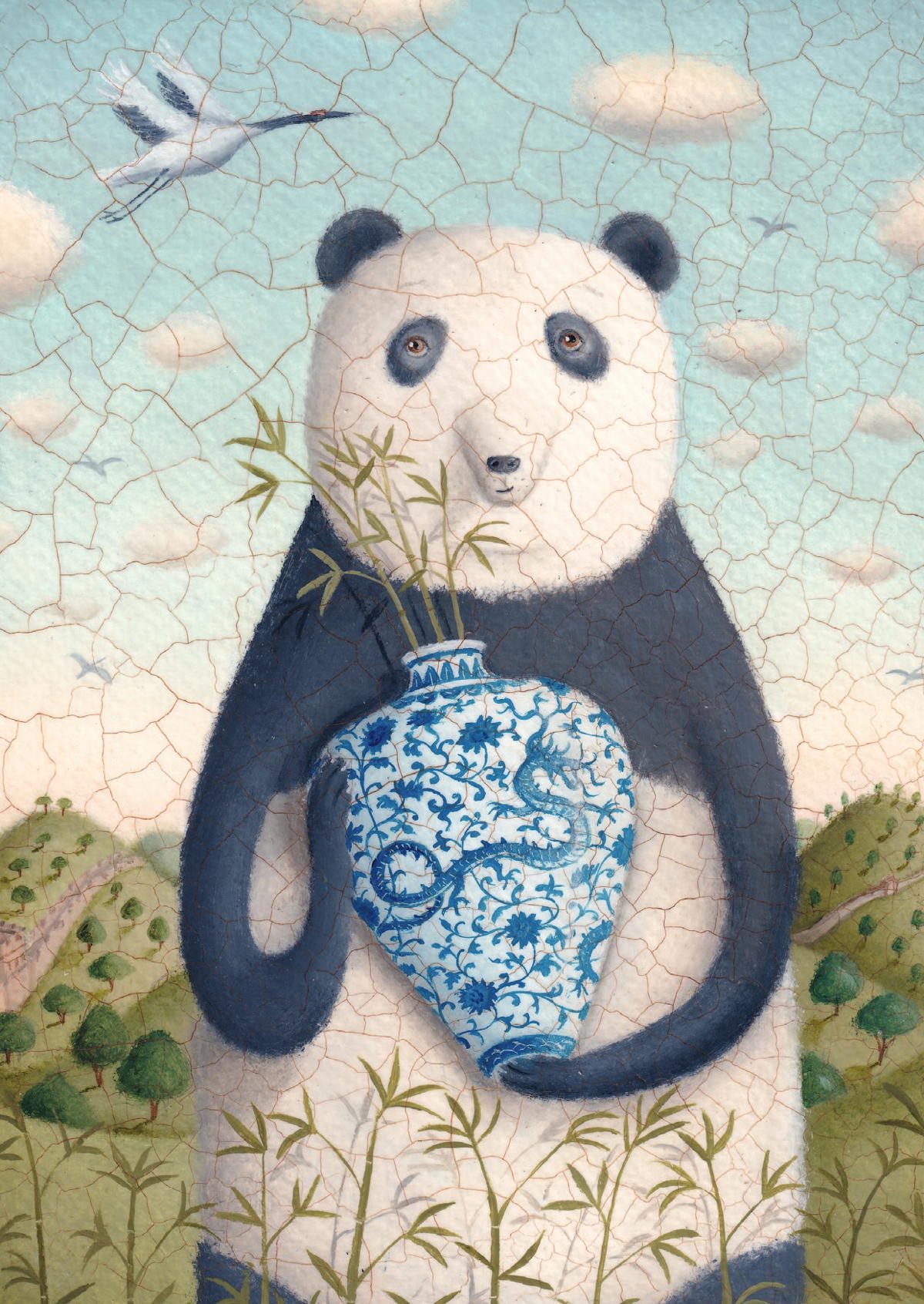 Panda with Qianlong Vase