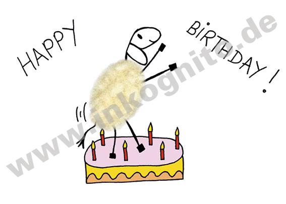 Plush card "happy birthday/cake"