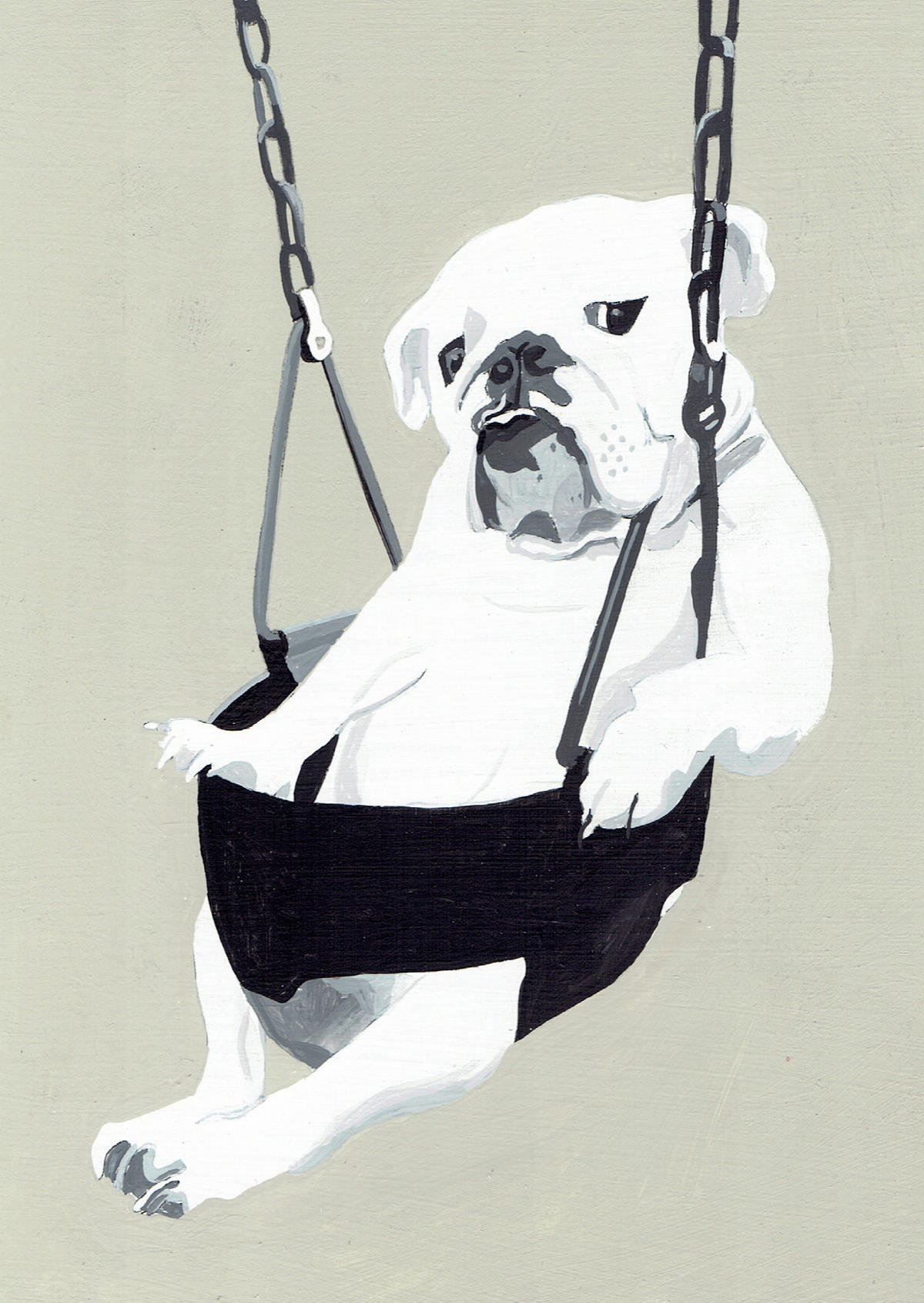 Bulldog on a Swing