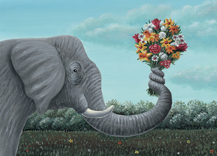 Elefant/Blumen