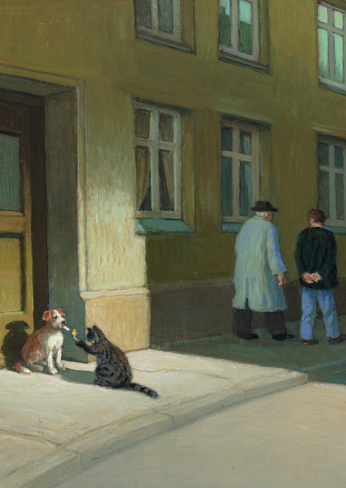 "Zigarettenpause" Illustration aus Axel Hacke "Die Tage, die ich mit Gott verbrachte"