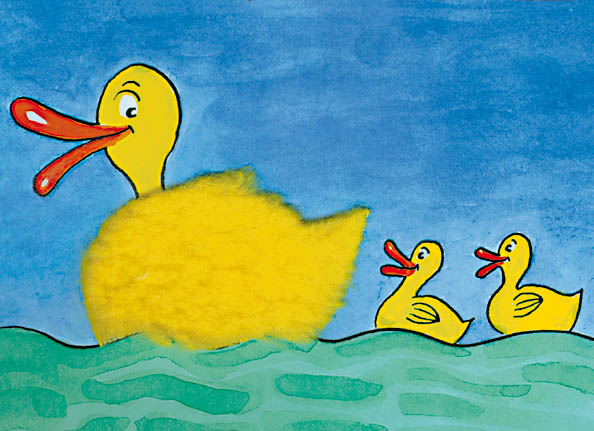 Plush card "ducks family on trip"
