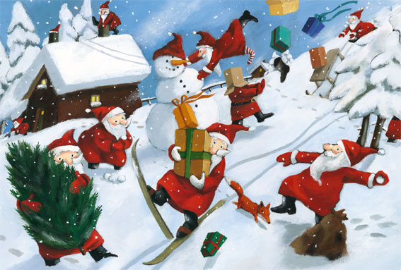 KD Weihnachtsmänner im Schnee