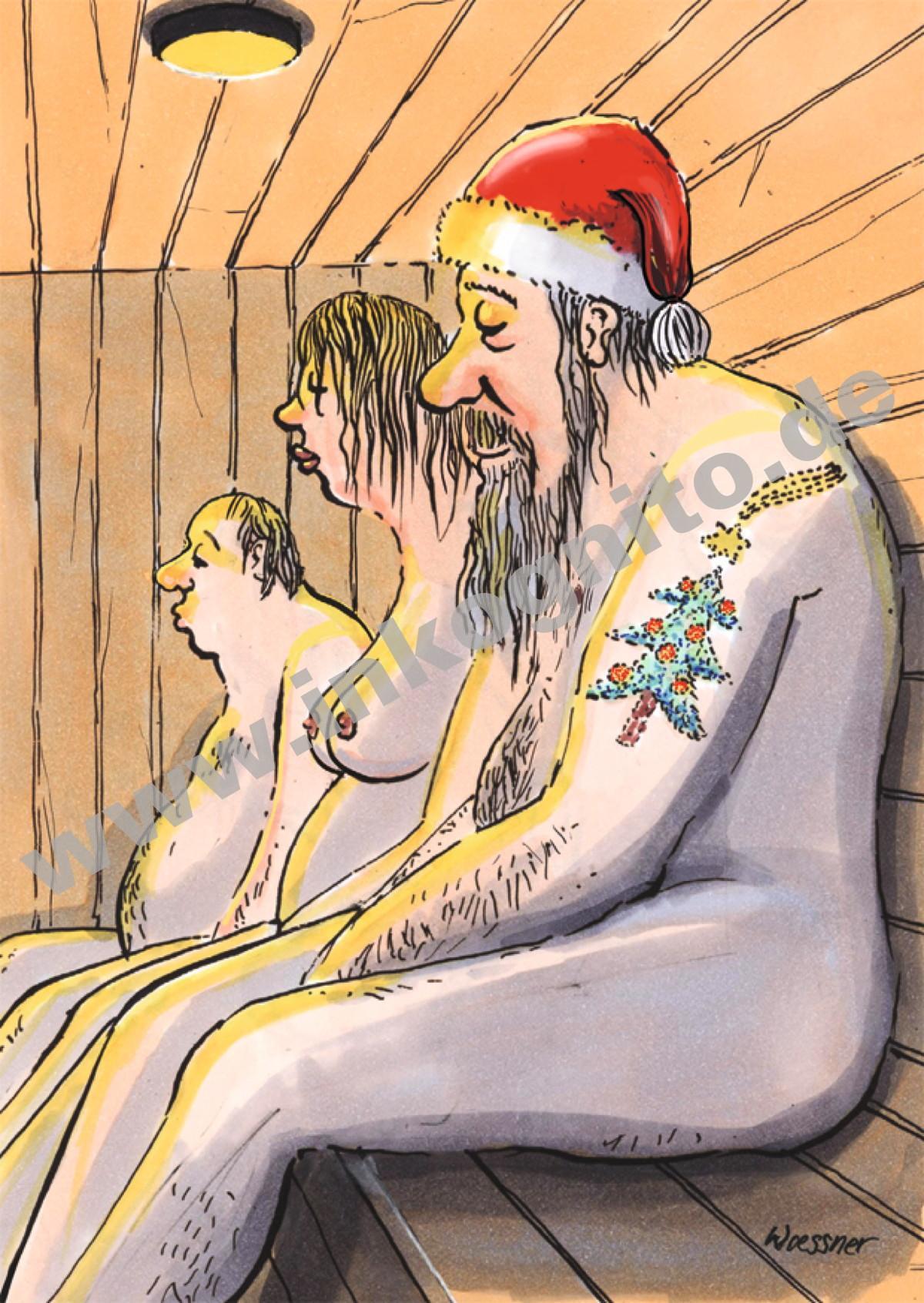 Weihnachtsmann in Sauna