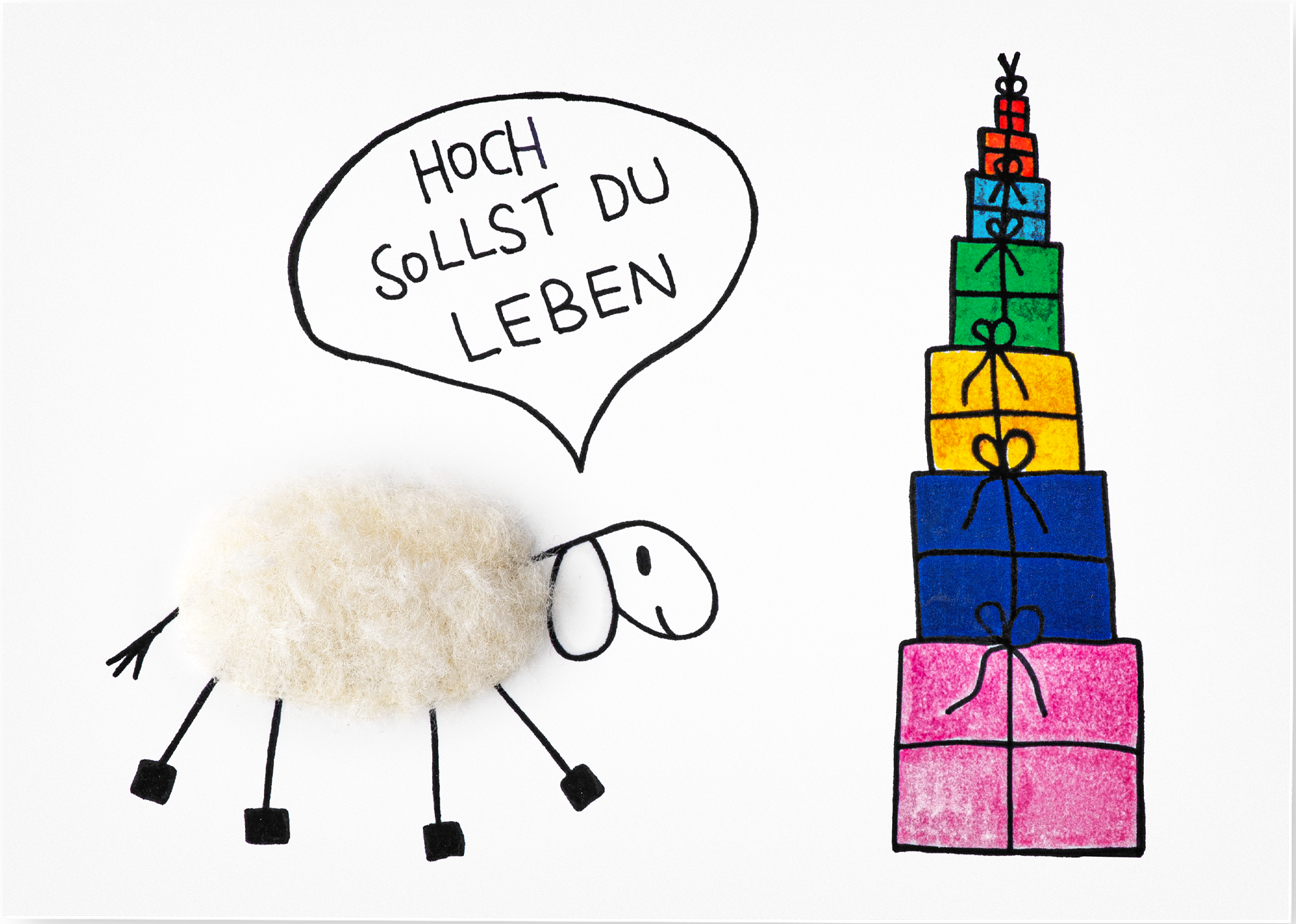 Plüschkarte "Hoch sollst du leben"