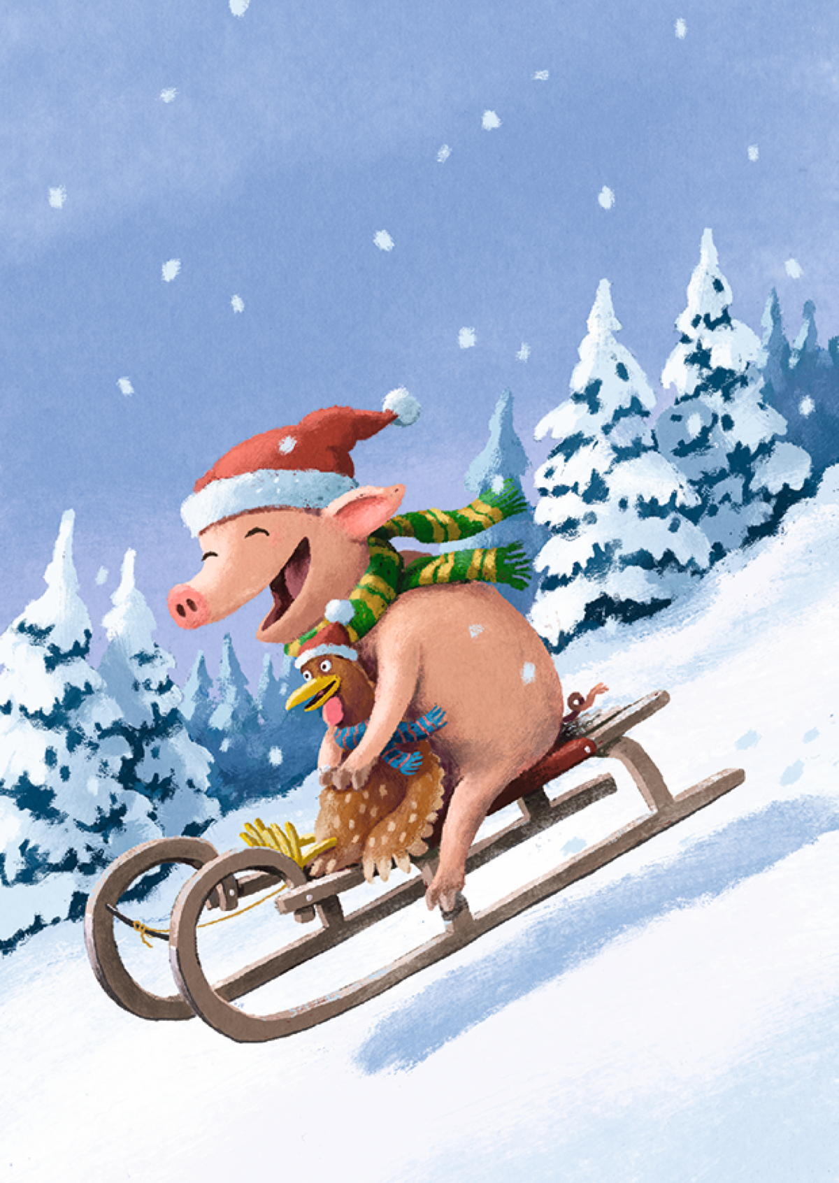 Schwein auf Schlitten Schwein auf Schlitten